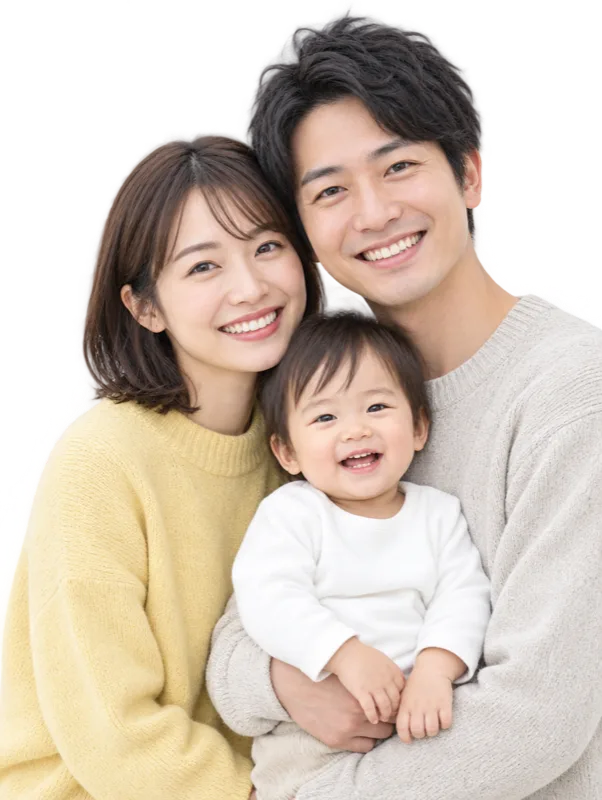 赤ちゃんを抱く家族