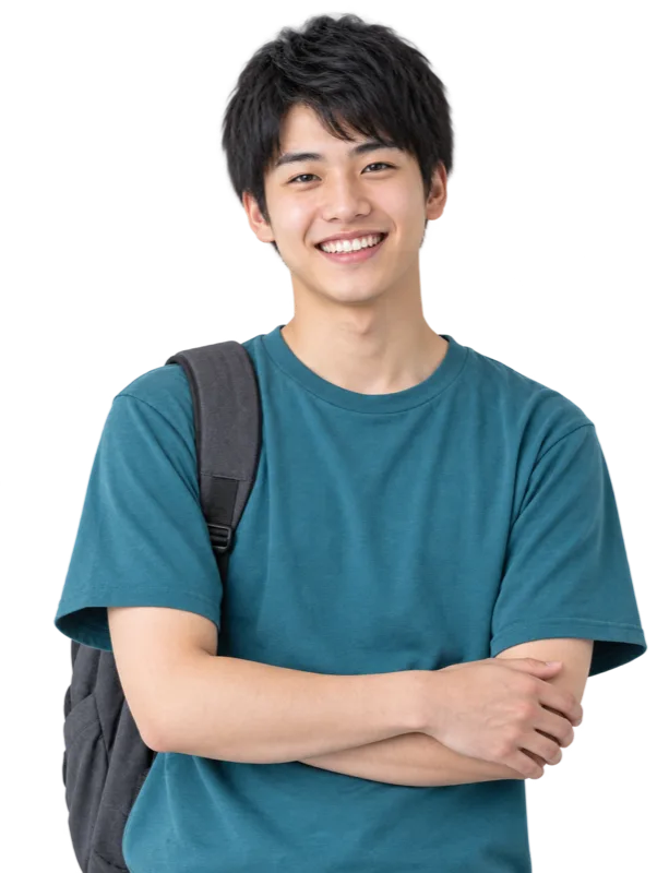 リュックを背負った学生